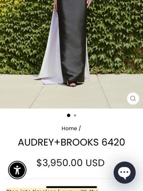 Audrey Brooke Black and pink custom made Satin Column Gown